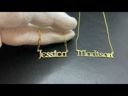 14K Solid Gold Celtic Font Custom Name Necklace