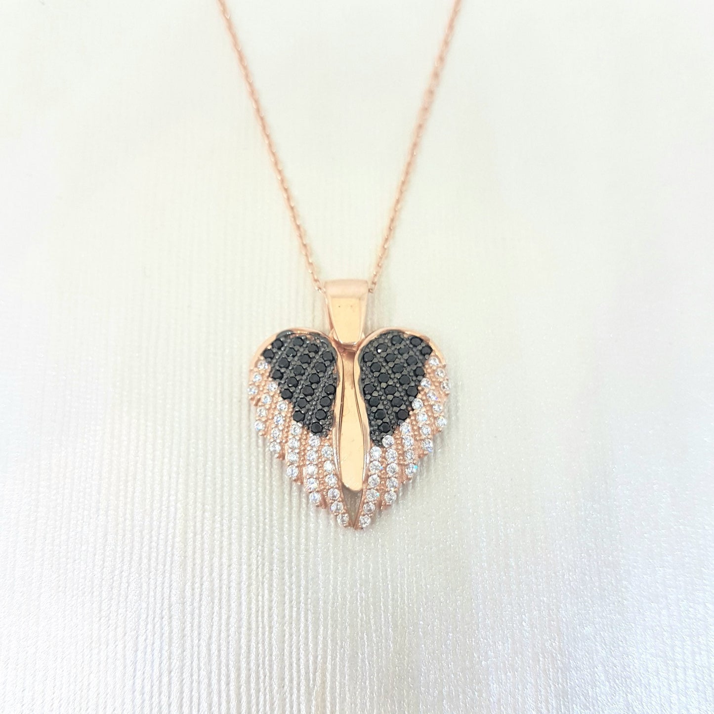 925 Sterling Silver Double Angel Wings Memorial Personalized Forever Remember Names Dates Charm Pendant Necklace Best Birthday Christmas Anniversary Graduation Gift for Women with Rose Plated Option