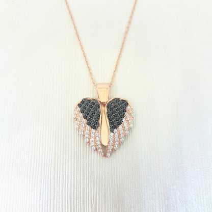 925 Sterling Silver Double Angel Wings Memorial Personalized Forever Remember Names Dates Charm Pendant Necklace Best Birthday Christmas Anniversary Graduation Gift for Women with Rose Plated Option