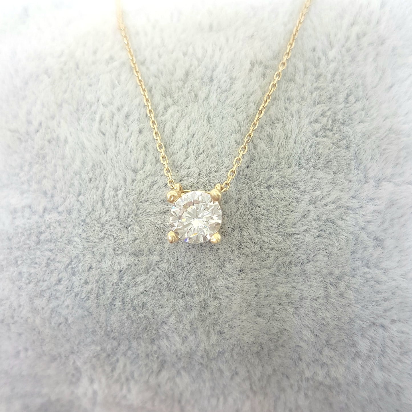 Solitaire Pendant Necklace 14K Real Solid Yellow Gold with Cubic Zirconia Round Cut Charm Dainty Handmade for Women Jewelry