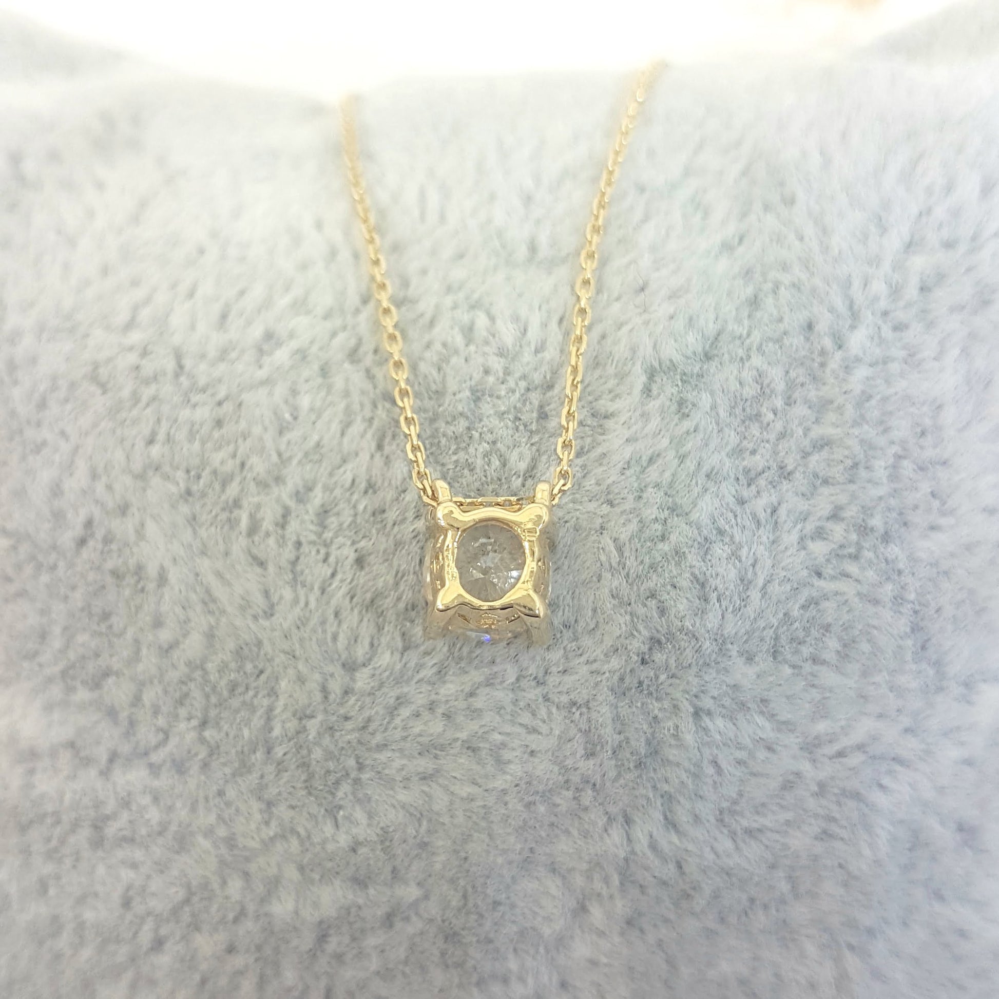 Solitaire Pendant Necklace 14K Real Solid Yellow Gold with Cubic Zirconia Round Cut Charm Dainty Handmade for Women Jewelry