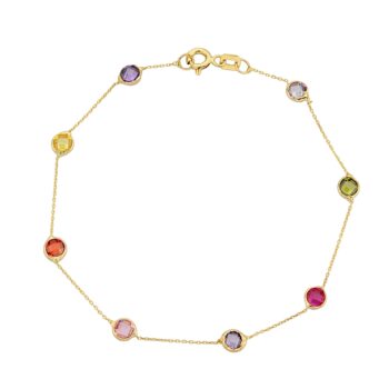 14K Real Solid Gold Birthstone Bracelet for Women , Bezel Bracelet Gold , Personalized Birthstone , Birthstone Jewelry , Birthstone Charms