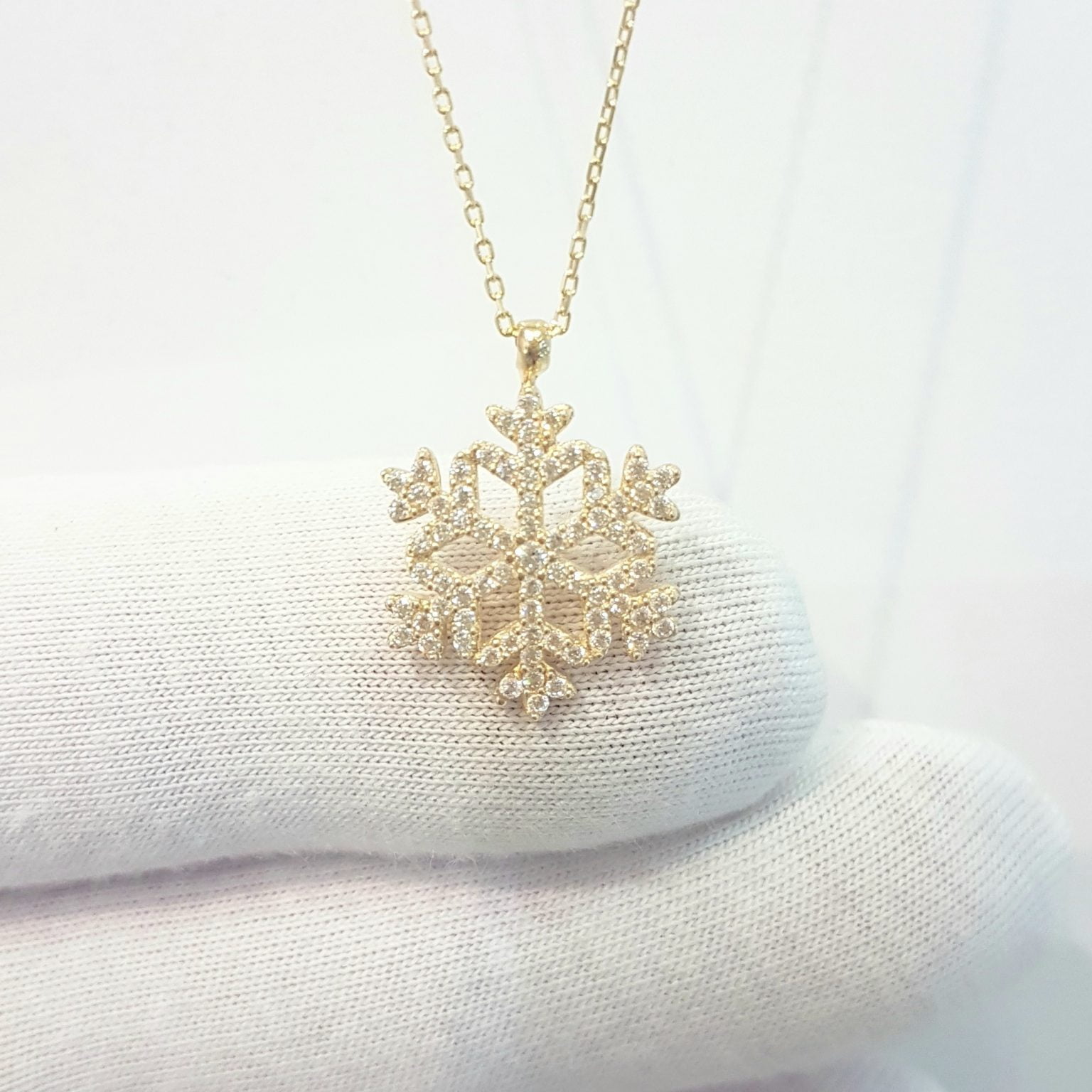 14K Real Solid Gold Snowflake Pendant Necklace for Women | Gifts for