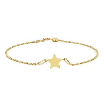 14K Real Solid Gold Star Design Bracelet Charm Cute Dainty Delicate Best Birthday Gift for Women Jewelry Mother zodiac celestial north her love girlfriend