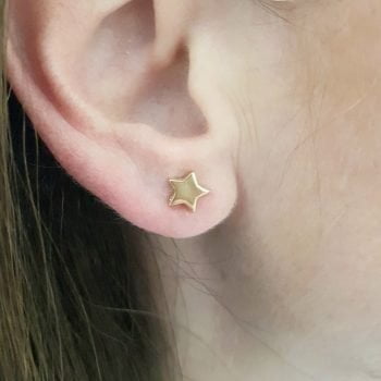 14K Real Solid Gold Star Stud Earrings for Women