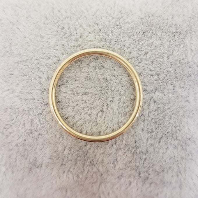 14K Real Yellow Gold Thin Plain Band Polished Midi Women's Wedding Ring Simple Dainty Wire Finger Stacking Knuckle Comfort Fit For Women