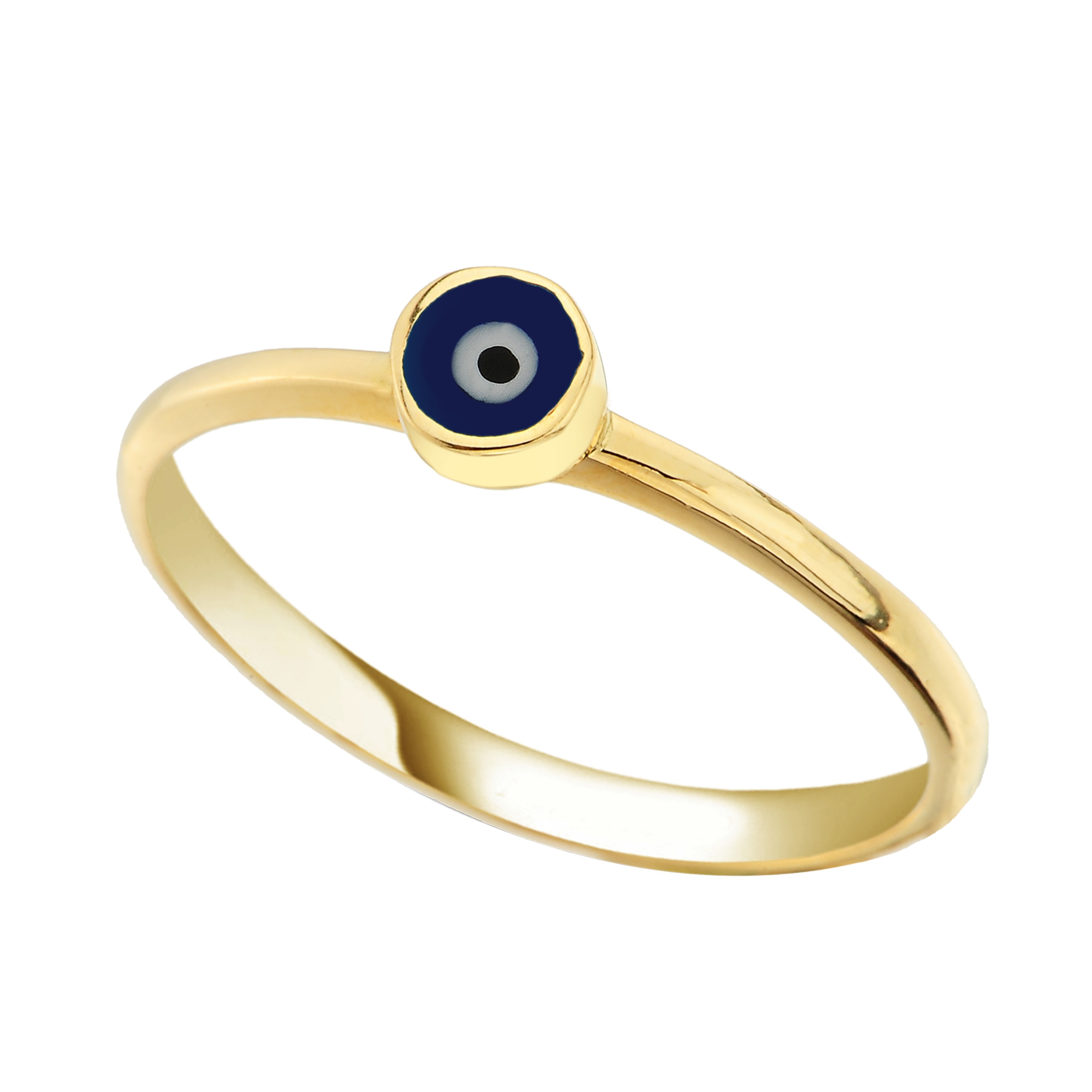 Evil Eye Ring Lucky Luck Nazar Protection For Women Jewelry 14K Yellow Gold Turquoise or Navy Blue christmas turkish handmade greek birthday xmas mother's day girl her mom