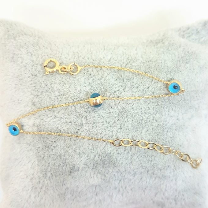 Two Sided Evil Eye Bracelet for Kids Teen Girls 14K Gold Real Solid Lucky Luck Nazar Protection Birthday Gift .jpg
