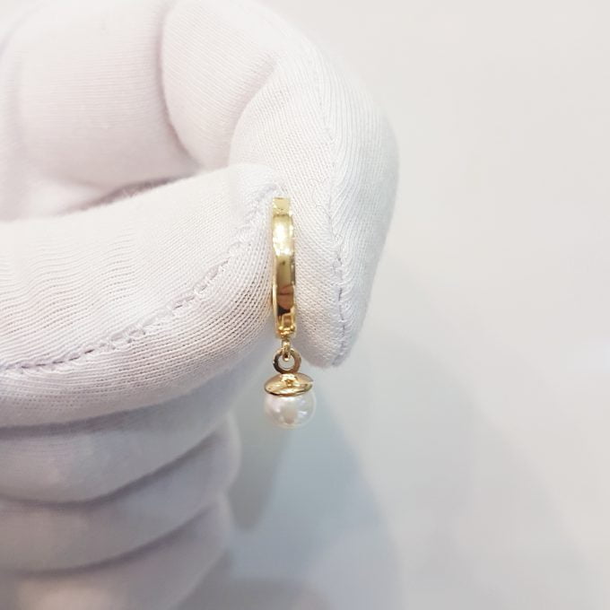 14K Gold Pearl Drop Earrings for Women