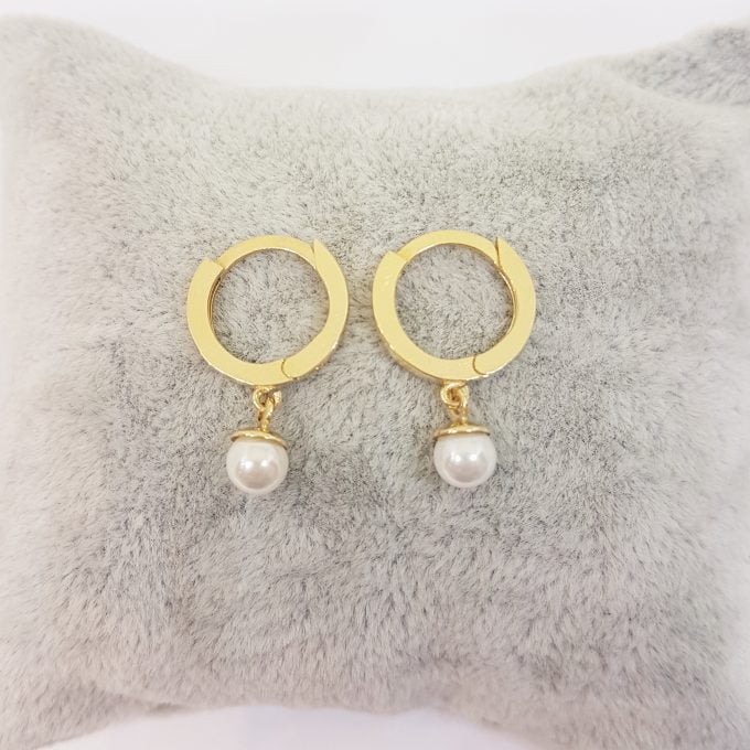 14K Gold Pearl Drop Earrings for Women