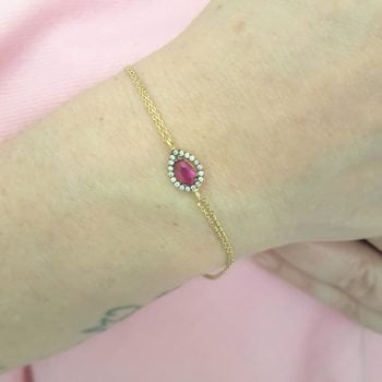 14K Real Solid Gold Ruby Bracelet for Women , Gift for Her , Dainty Gold Teardrop Bracelet , July Birthstone Bracelet , Christmas Gift
