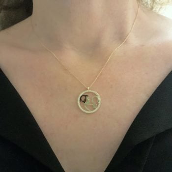 14K Real Solid Gold Mother Child Design with Zirconia Stones Charm Dainty Delicate Charm Trendy Pendant Necklace for Women Wife Baby Girl Boy Mom Mother's Day Gift