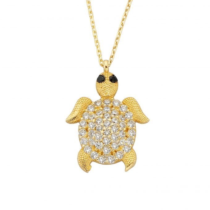 14K Real Solid Gold Sea Turtle Necklace for Women | Good Luck Ocean Animal Fish Life Fine Jewelry Gold Pendant | Turtles Gifts