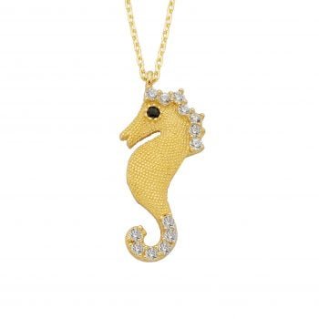 14K Real Solid Gold Seahorse Pendant Necklace for Women | Fish Sea Life Nature Ocean Jewelry Gifts For Her