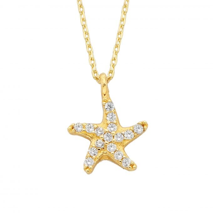 14K Real Solid Gold Starfish Necklace for Women | Tiny Cute Pendant | Christmas Birthday Christmas Mother’s Day Gift for Her