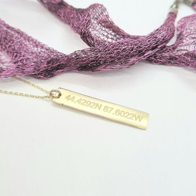 14K Real Solid Gold Vertical Coordinate Bar Necklace for Women, personalized necklace, custom necklace