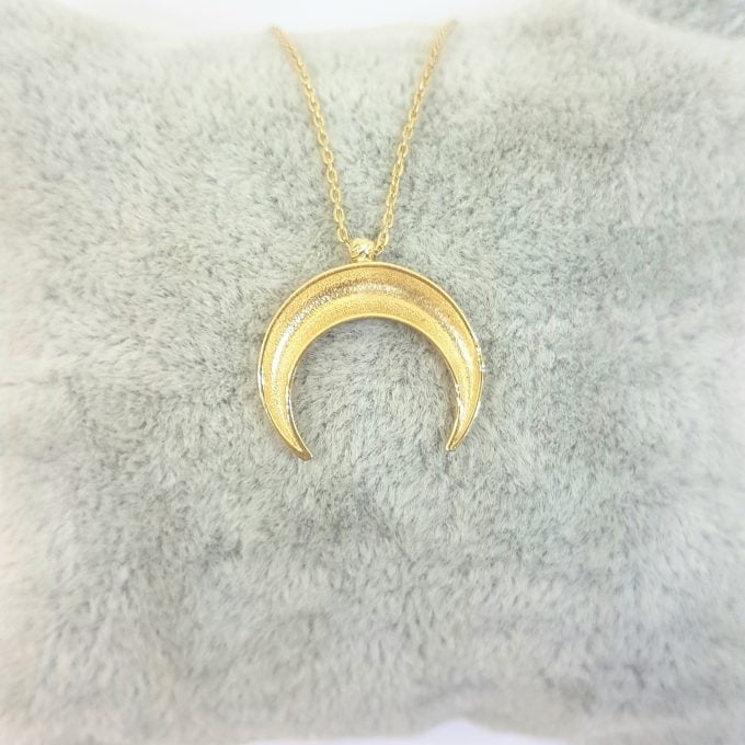 14K Solid Gold Elegant Crescent Moon Double Horn Half Phase Moon Claw Style Charm Danity Delicate Trendy Pendant Necklace Best Birthday Gift for Women