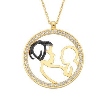 14K Solid Gold Mother and Child Pendant Necklace Jewelry Gifts for Grandmother Mom Daughter Wife | Best Birthday Mother’s Day Christmas Gift