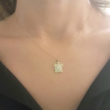 14K Real Solid Gold Sea Turtle Necklace for Women | Good Luck Ocean Animal Fish Life Fine Jewelry Gold Pendant | Turtles Gifts