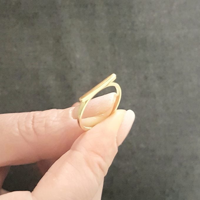 Long Bar Ring for Women 14K Real Solid Gold