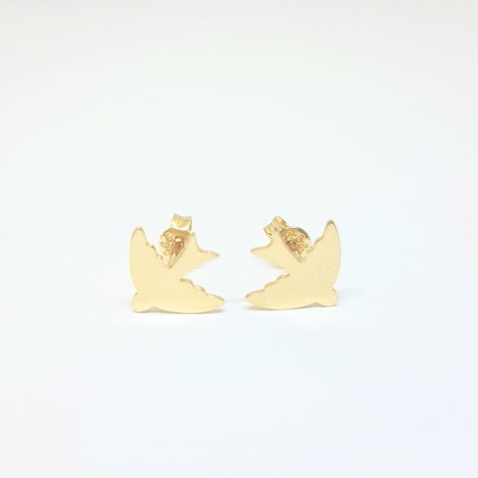14K Real Solid Gold Swallow Stud Earrings for Women Best Birthday Gift Tiny Bird Animal Jewelry