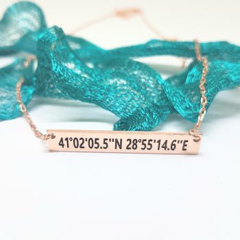 925 Sterling Silver Bar Coordinate Personalized Custom Name Necklace , Family Necklace , Birthday Necklace