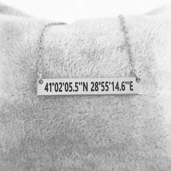 925 Sterling Silver Bar Coordinate Personalized Custom Name Necklace , Family Necklace , Birthday Necklace