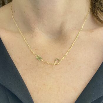 Heart Initial Necklace , Heart Letter Necklace , Custom Letter Necklace , Initial Necklace With Heart , Birthday Gift