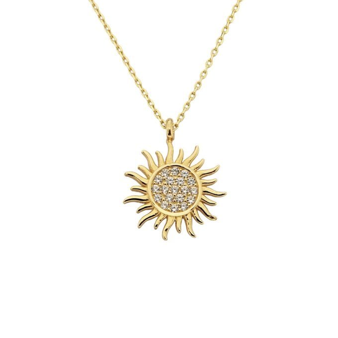 14K Solid gold Sun Pendant Necklace for Women , Sun Necklace Gold , Sun Pendant Gold , Sunshine Necklace , Sun Jewelry , mother's day gift