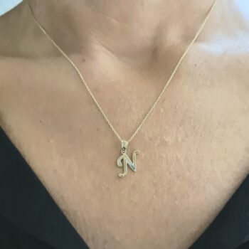 14K solid gold Custom Initial Necklace , 14K Real Solid Gold Initial Pendant Necklace , Personalized Necklace , Charm Initial Pendant , Initial Charms personalized gift