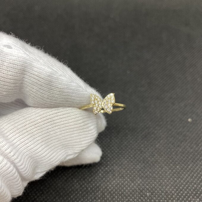 14K Real Solid Gold Butterfly Ring for Women ,14K Gold Stackable Ring ,14K Gold Butterfly Ring , CZ Butterfly Stacking Ring, Christmas Gifts for Her