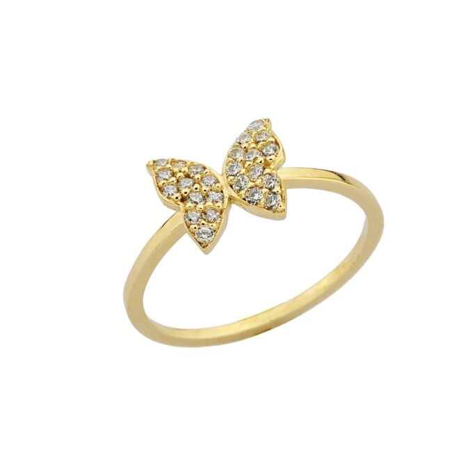 14K Real Solid Gold Butterfly Ring for Women , handmade jewelry, christmas gifts for mom