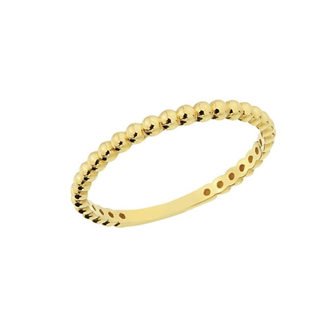 14K Real Solid Gold Dot Ring for Women , Dainty Beaded Ring , 14K Gold Stackable Ring , 14K Solid Yellow Gold Ring , Birthday Gift for women