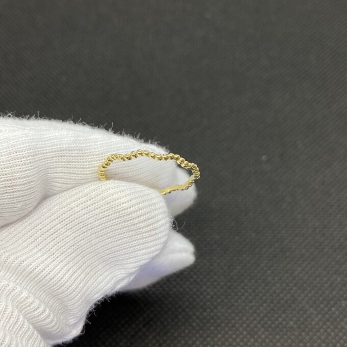 14K Solid Gold Dot Wave Ring for Women , Gold Wave Ring , 14K Solid Gold Thin Band , 14K Gold Stackable Wave Ring , Christmas Gift for mum