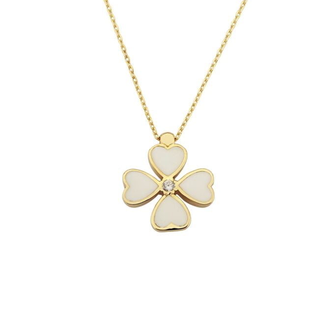 14K Solid Gold Four Leaf Clover Necklace for Women , Clover Jewellery , four leaf clover necklace gold