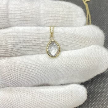 14K Solid Gold April Birthstone Necklace for Women, Charm Necklace, Boho Necklace, April Birthday Gift , Mother's Day gift , Birthday gift for mom