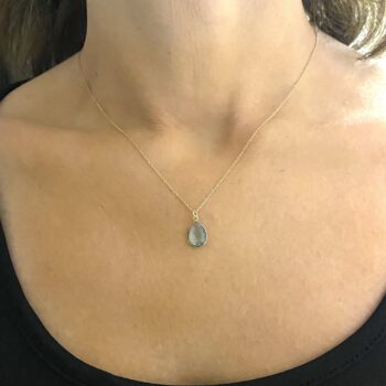 14K Solid Gold Aquamarine Birthstone Necklace, Delicate Necklace, Boho Necklace, Aquamarine Necklace, March Birthstone, Birthday gift for her