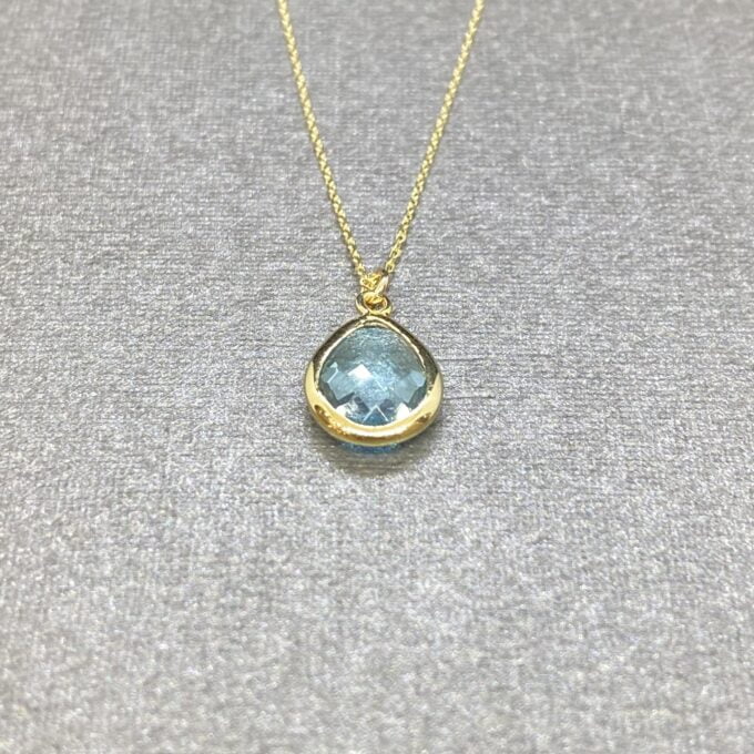 14K Solid Gold Aquamarine Birthstone Necklace, Delicate Necklace, Boho Necklace, Aquamarine Necklace, March Birthstone, Mother's Day gift