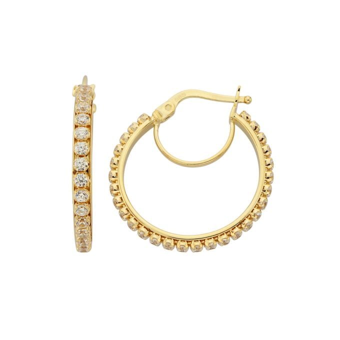 14K Solid Gold Dainty Pave CZ Hoop Earrings for Women , Gold CZ Hoop Earrings , Dainty CZ Earrings for mom , Gift for Her