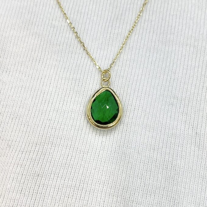 14K Solid Gold Emerald Birthstone Necklace for Women, Birthday Necklace, May Birthstone , Mother's Day gift ,Christmas Gifts,Birthstone Jewelry