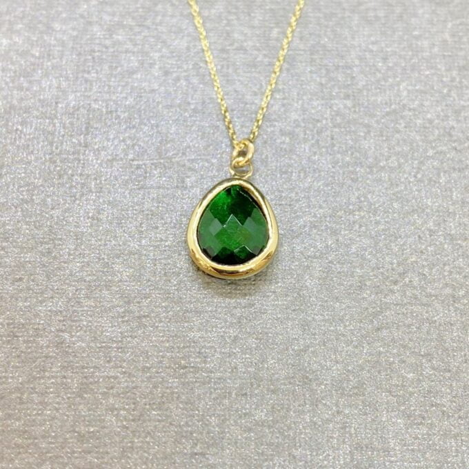 14K Solid Gold Emerald Birthstone Necklace for Women, Charm Necklace, May Birthstone , Mother's Day gift ,Christmas Gifts,Birthstone Jewelry
