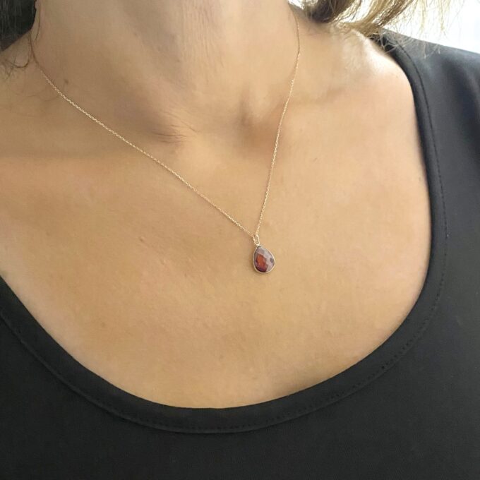 14K Solid Gold January Birthstone Necklace , Dainty CZ Garnet Necklace, Gift For Her, Birthday Gift, Mother's Day Gift ,dainty necklace gold