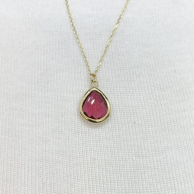14K Solid Gold Ruby Birthstone Necklace, Delicate Necklace, Bezel Necklace, Ruby Necklace, July Birthstone, Mother's Day gift, Birthday Gift