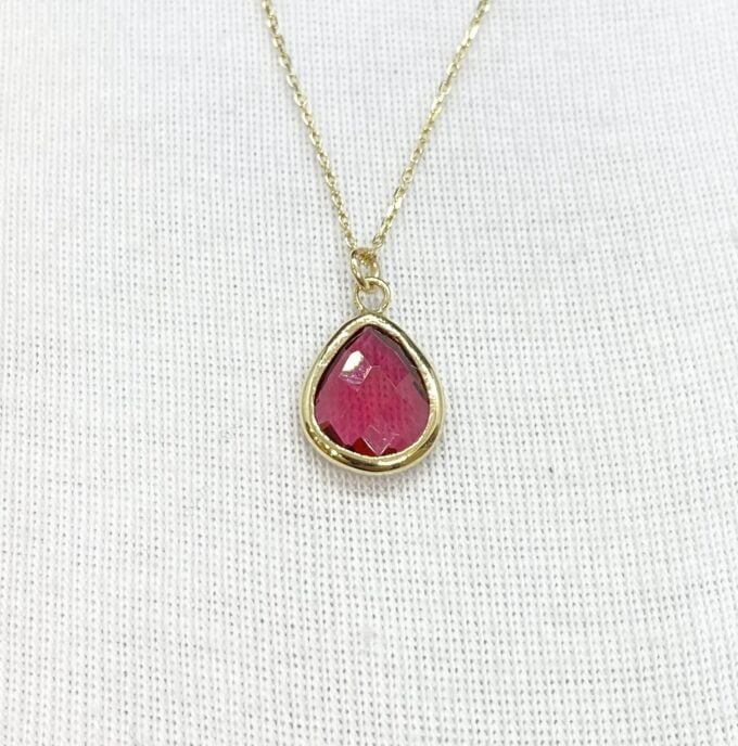14K Solid Gold Ruby Birthstone Necklace, Delicate Necklace, Bezel Necklace, Ruby Necklace, July Birthstone, Mother's Day gift, Gift for her