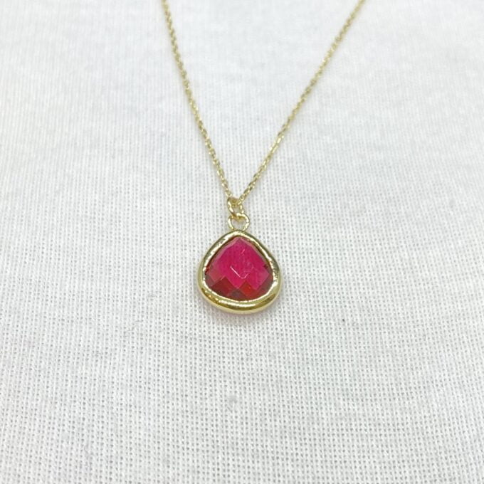 14K Solid Gold Ruby Birthstone Necklace, Delicate Necklace, Bezel Necklace, Ruby Necklace, July Birthstone, Mother's Day gift, gift for mom