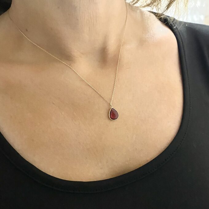 14K Solid Gold Ruby Birthstone Necklace, Delicate Necklace, Boho Necklace,Dainty Ruby Necklace, July Birthstone, Mother's Day gift,Christmas Gift