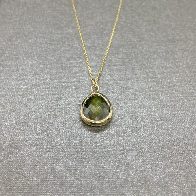 14K Solid Gold Peridot Birthstone Necklace, Charm Necklace, Boho Necklace, Peridot Necklace,August Birthstone, Mother's Day Gift