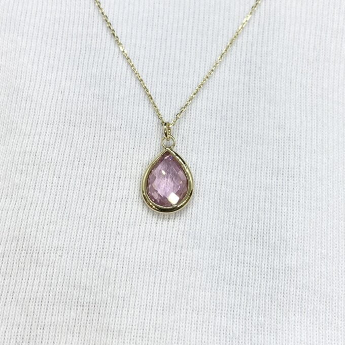 14K Solid Gold Quartz Birthstone Necklace for Women, Quartz Necklace Gold, October Birthstone Pendant, Gift for Her ,Xmas Gift for mom