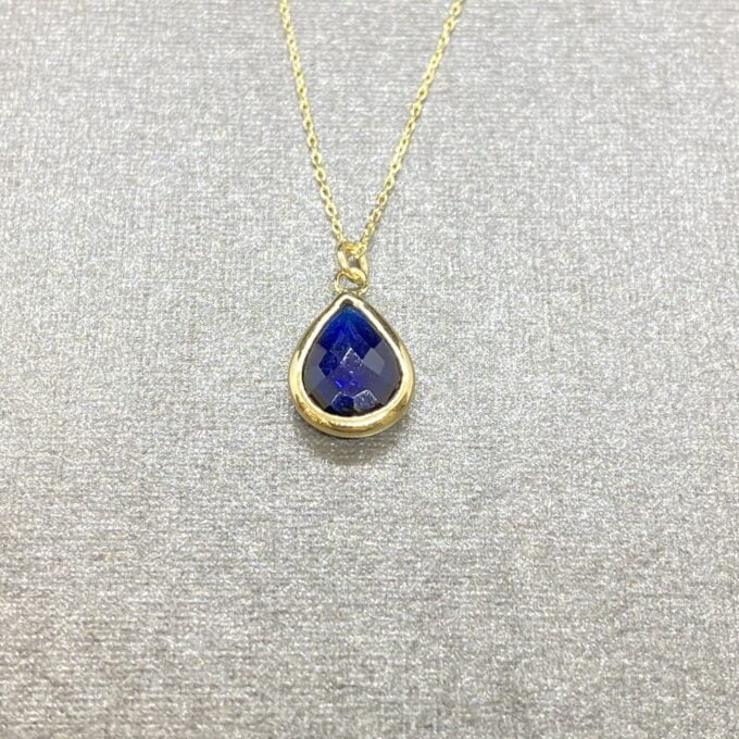 14K Solid Gold Sapphire Birthstone Necklace for Women, Dainty Necklace Gold, Sapphire Necklace, September Birthstone, Gift for her