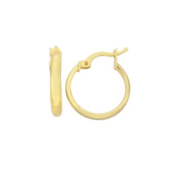 14K Real Solid Classic Simple Gold Hoop Earrings for Women